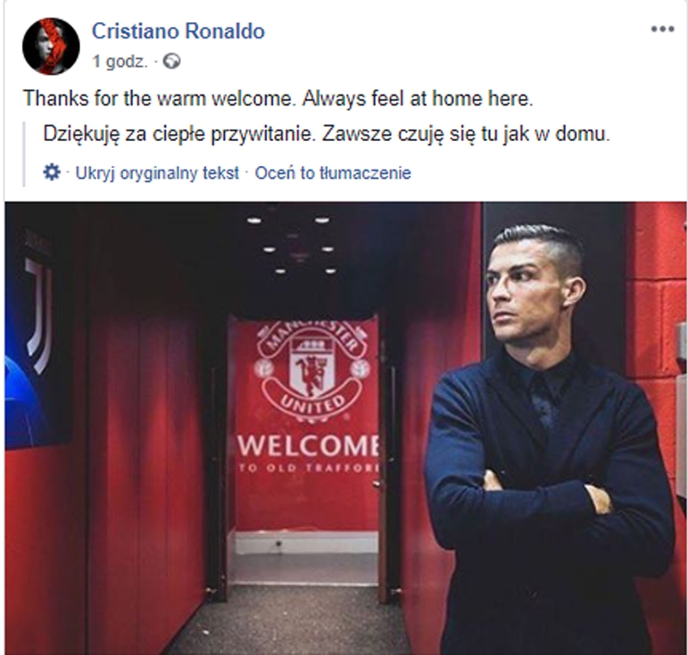 SŁOWA Ronaldo po powrocie na Old Trafford